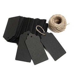 100 PCS Black Paper Christmas Gift Tags with String, Thank You Gift Tags, Bonbonniere Favor Tag with 30 Meters Jute Twine for Crafts & Price Tags Labels (Black) - G2plus