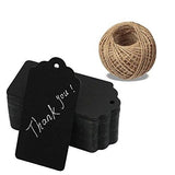 100 PCS Black Paper Christmas Gift Tags with String, Thank You Gift Tags, Bonbonniere Favor Tag with 30 Meters Jute Twine for Crafts & Price Tags Labels (Black) - G2plus