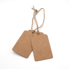 100 PCS Wedding Gift Paper Tags, 7CM * 4CM Brown Kraft Tags Crafts Hang Labels with Jute Twine 30 Meters Long for Christmas Decorations - G2plus