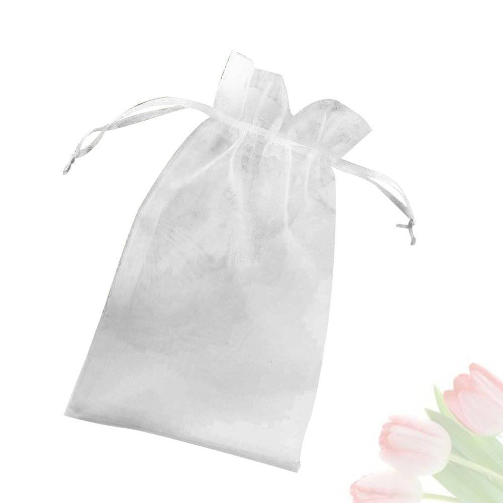 Organza Bags, G2PLUS 100 PCS 10X15CM (4X6") Drawstring Organza Jewelry Pouches Wedding Party Festival Favor Gift Bags Candy Bags (White) - G2plus