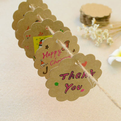 G2PLUS 100 PCS Kraft Gift Tags 6 cm * 6 cm Blank Label Paper Wedding Labels Birthday Luggage Tags Brown Hang Tag with 30 Meters Jute Twine (Round) - G2plus
