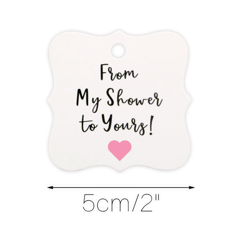 Original Design 100PCS Baby Shower Favor Tags,From My Shower To Yours Tags ! Paper Gift Tags Kraft Hang Tags with 100 Feet Natural Jute Twine - G2plus