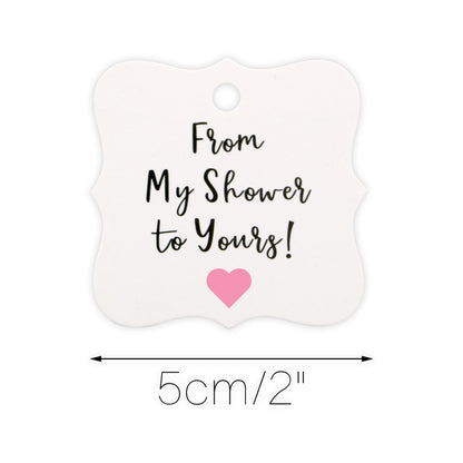 Original Design 100PCS Baby Shower Favor Tags,From My Shower To Yours Tags ! Paper Gift Tags Kraft Hang Tags with 100 Feet Natural Jute Twine - G2plus