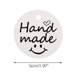 100 PCS"Hand Made" Small Label, 5 cm * 5 cm Kraft Gift Tags, Hang Round Tags with 30 Meters Jute Twine (White) - G2plus