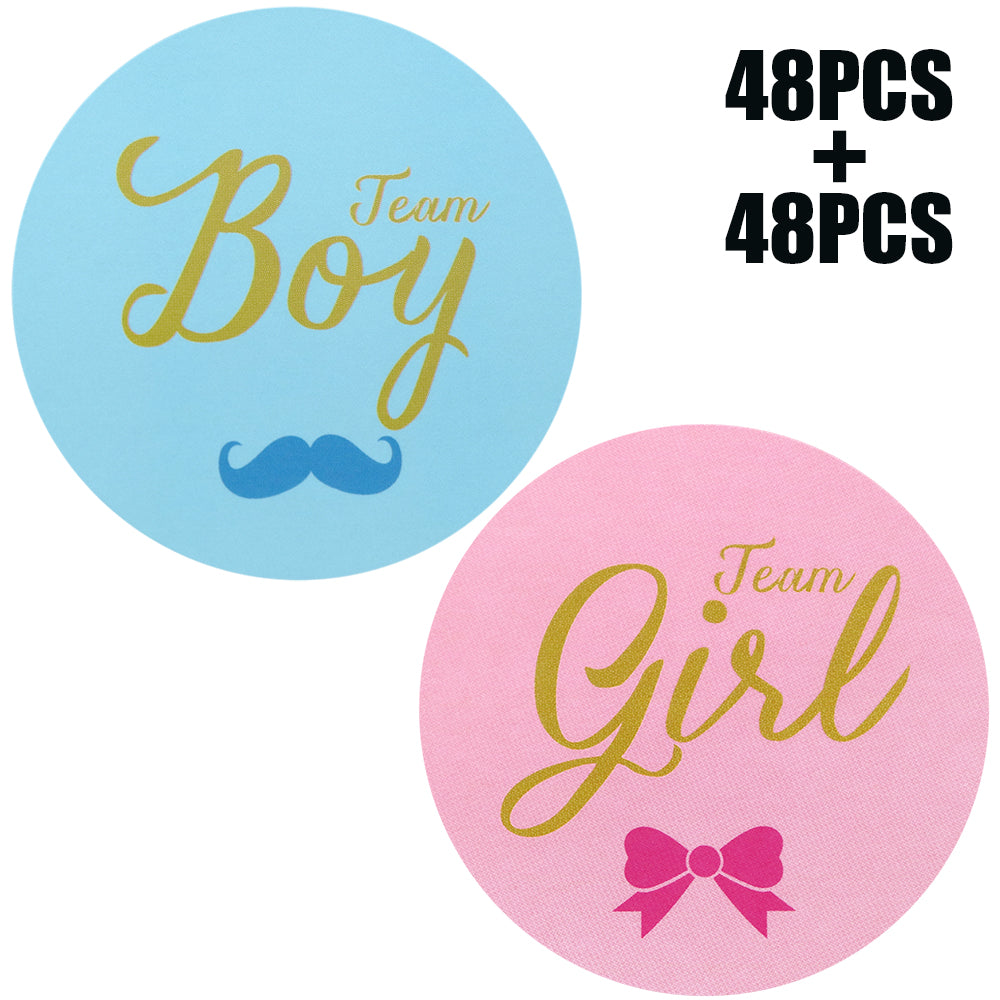 Original Design 96PCS Team boy and Team Girl Baby Shower Sticker Labels,2 Inch Gender Reveal Stickers for Baby Shower Favor - G2plus