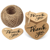 Original Design Fathers Gift Tags,100PCS Thank You Tags 2.6" X 2" Kraft Paper Gift Tags with 100 Feet Natural Jute Twine Perfect for Valentine's Day,Baby Shower,Wedding Party Favor - G2plus