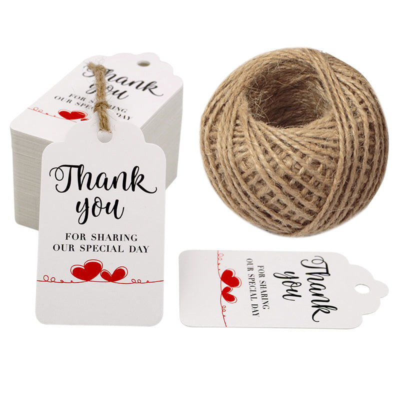 Original Design Thank You for Sharing Our Special Day - Bridal Wedding Gift Tags 100PCS Baby Shower Tags with 100 Feet Twine for DIY & Gift Wrapping (White) - G2plus
