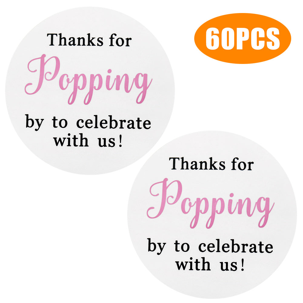 Original Design 60PCS Thanks for Popping by Stickers,2" Thanks for Celebrating with Us Stickers Round Sealing Labels for Wedding Baby Shower Birthday Party Supplies (Pink) - G2plus