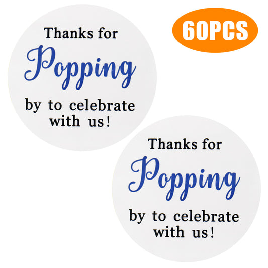 Original Design 60PCS Thanks for Popping by Stickers,2" Thanks for Celebrating with Us Stickers Round Sealing Labels for Wedding Baby Shower Birthday Party Supplies (Navy Blue) - G2plus