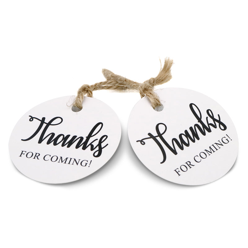 Original Design Thanks for Coming Tags 100 PCS Round Tags,Kraft Paper Gift Tags with 100 Feet Natural Jute Twine Perfect for Baby Shower,Wedding Party Favor - G2plus