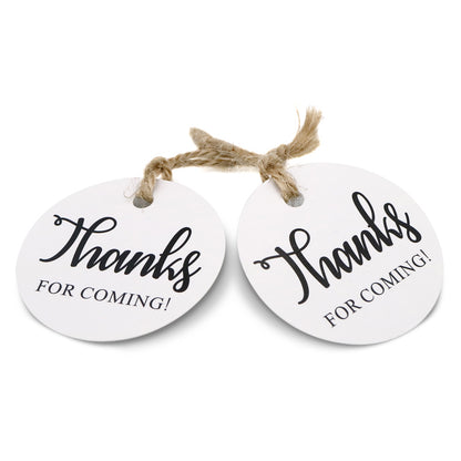 Original Design Thanks for Coming Tags 100 PCS Round Tags,Kraft Paper Gift Tags with 100 Feet Natural Jute Twine Perfect for Baby Shower,Wedding Party Favor - G2plus