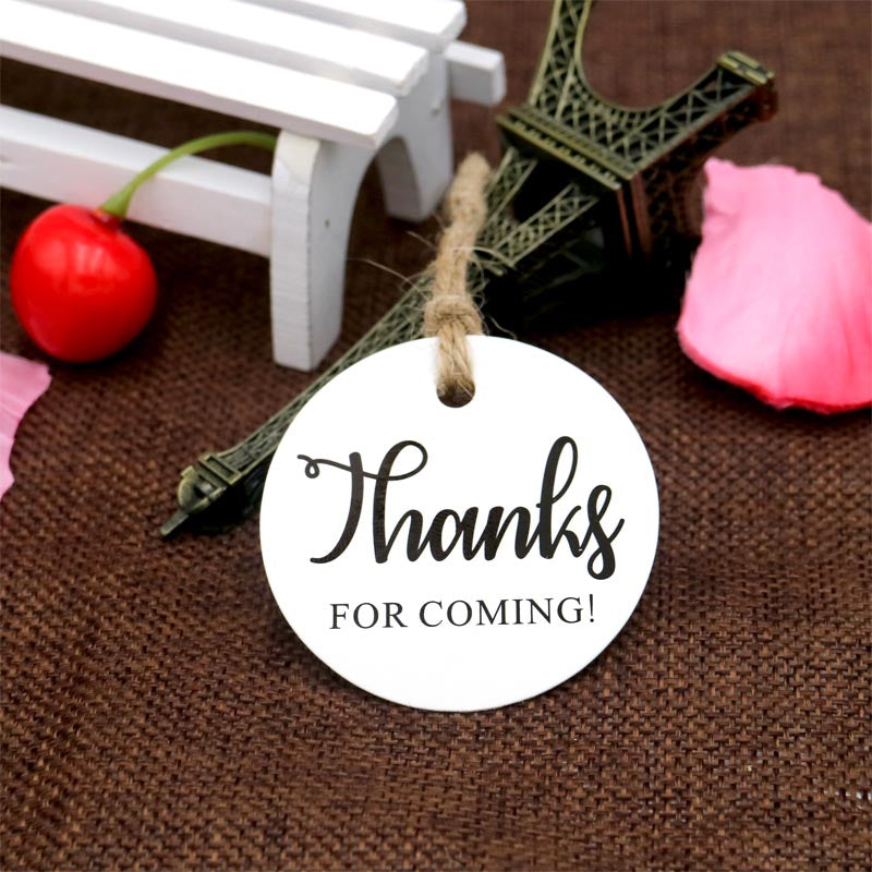 Original Design Thanks for Coming Tags 100 PCS Round Tags,Kraft Paper Gift Tags with 100 Feet Natural Jute Twine Perfect for Baby Shower,Wedding Party Favor - G2plus
