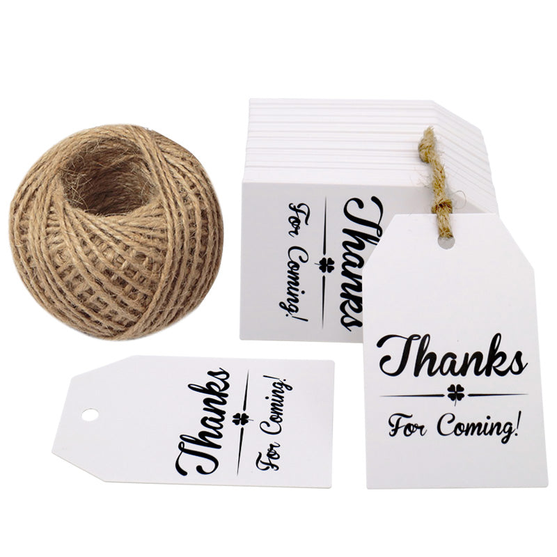 Original Design Thanks for Coming Tags 100 PCS Kraft Tags,Paper Gift Tags with 100 Feet Natural Jute Twine Perfect for Baby Shower,Wedding Party Favor - G2plus