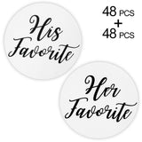 Original Design 96PCS His Favorite & Her Favorite Wedding Stickers, Round Sealing Labels for Invitation Envelopes for Wedding, Baby Shower, Party Supplies (Black) - G2plus