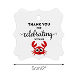 G2PLUS Original Design 100PCS Paper Gift Tags, Thank You for Celebrating with US, Square Thanks Label for Baby Shower, Bridal Wedding, Anniversary Celebration(Crab Shape) - G2plus