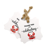 G2PLUS Original Design 100PCS Paper Gift Tags, Thank You for Celebrating with US, Square Thanks Label for Baby Shower, Bridal Wedding, Anniversary Celebration(Crab Shape) - G2plus