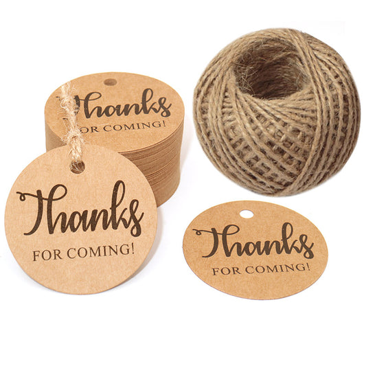 Original Design Thanks for Coming Tags 100 PCS Round Tags,Kraft Paper Gift Tags with 100 Feet Natural Jute Twine Perfect for Baby Shower,Wedding Party Favor - G2plus