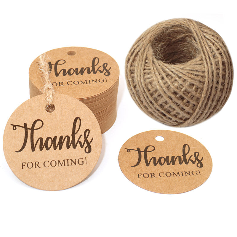 Original Design Thanks for Coming Tags 100 PCS Round Tags,Kraft Paper Gift Tags with 100 Feet Natural Jute Twine Perfect for Baby Shower,Wedding Party Favor - G2plus