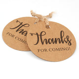 Original Design Thanks for Coming Tags 100 PCS Round Tags,Kraft Paper Gift Tags with 100 Feet Natural Jute Twine Perfect for Baby Shower,Wedding Party Favor - G2plus